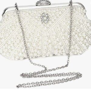 Elegant White Pearl Clutch